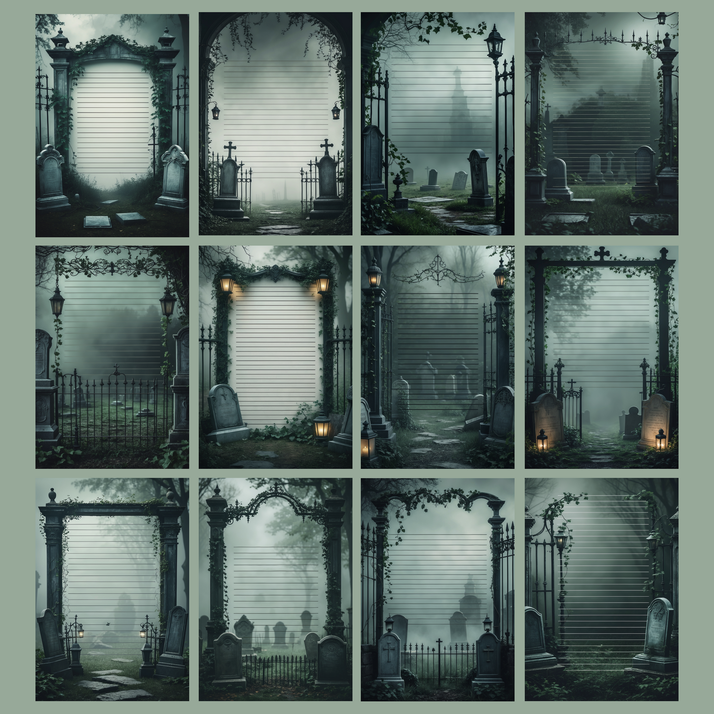 Graveyard Notizseiten | Digital Download | 100 Seiten | Liniert | A4