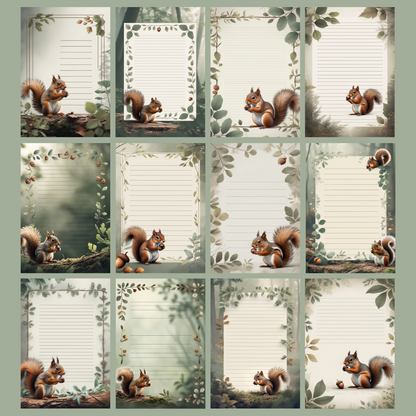 Squirrel Notizseiten | Digital Download | 100 Seiten | Liniert | A4