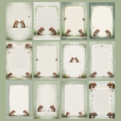Cute Mice Notizseiten | Digital Download | 100 Seiten | Liniert | A4