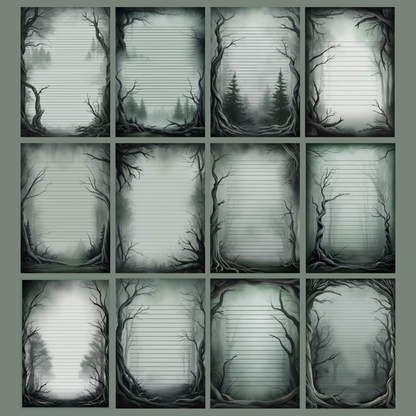 Haunted Forest Notizseiten | Digital Download | 100 Seiten | Liniert | A4