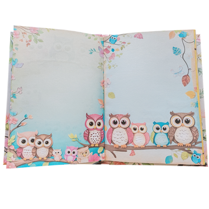 Illustriertes Notizbuch | Motiv Crazy Owls | DIN A5 Hardcover | 160 Seiten