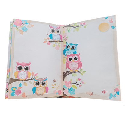 Illustriertes Notizbuch | Motiv Crazy Owls | DIN A5 Hardcover | 160 Seiten