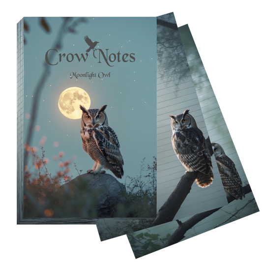 Crow Notes – Moonlight Owl | Notizblock mit Eulen | 40 Blatt | DIN A5