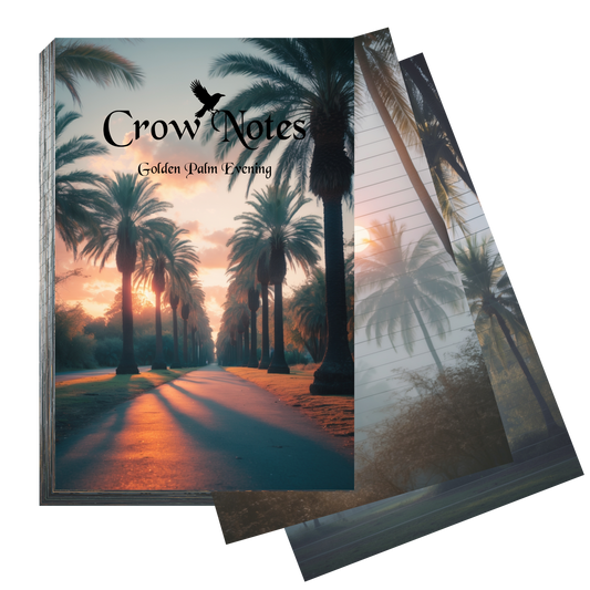 Crow Notes – Golden Palm Evening | Notizblock mit Palmen | 40 Blatt | DIN A5