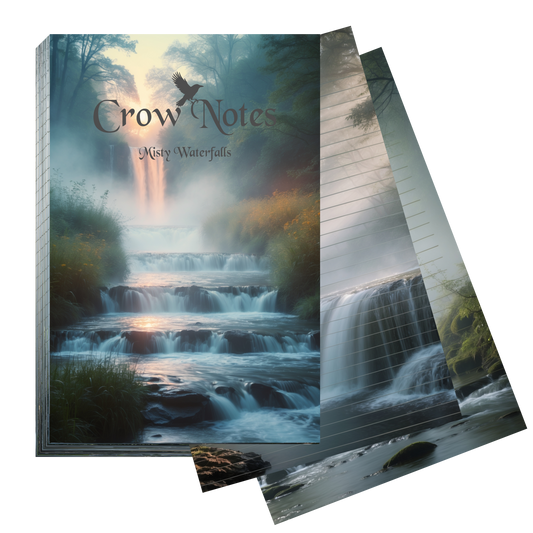 Crow Notes – Misty Waterfalls | Notizblock mit Wasserfällen | 40 Blatt | DIN A5