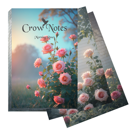 Crow Notes – Morning Roses | Notizblock mit Rosen| 40 Blatt | DIN A5