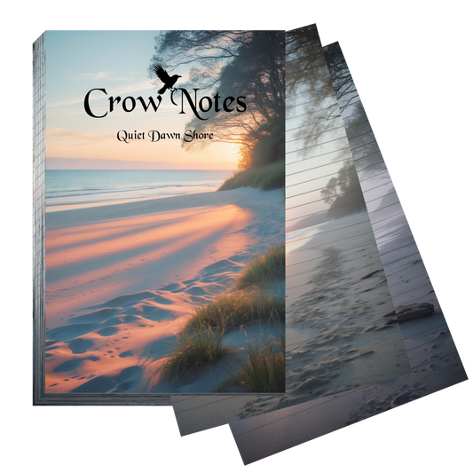 Crow Notes – Quiet Dawn Shore | Notizblock mit Stränden bei Sonnenuntergang | 40 Blatt | DIN A5