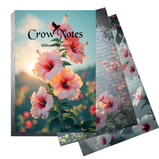 Crow Notes – Hibiscus Flowers | Notizblock mit Hibiskusblüten | 40 Blatt | DIN A5