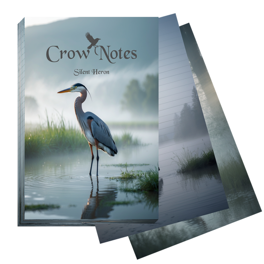 Crow Notes – Silent Heron | Notizblock mit Fischreihern | 40 Blatt | DIN A5