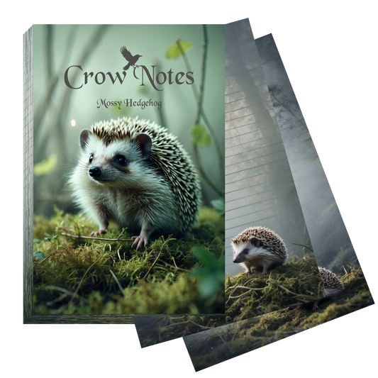 Crow Notes – Mossy Hedgehog | Notizblock mit Igeln | 40 Blatt | DIN A5