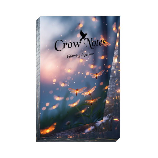 Crow Notes – Glowing Meadow | Notizblock mit leuchtenden Abendwiesen | 40 Blatt | DIN A5