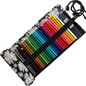 Federmäppchen | Blumen-Design | Canvas | 48 Stiftplätze | Einrollbar