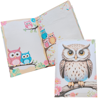 Illustriertes Notizbuch | Motiv Crazy Owls | DIN A5 Hardcover | 160 Seiten