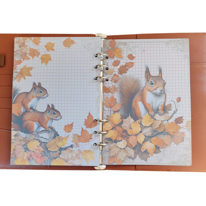 Autumn Breeze Ringbucheinlagen | Motiv-Inlays Eichhörnchen | 50 Seiten | DIN A5/A6