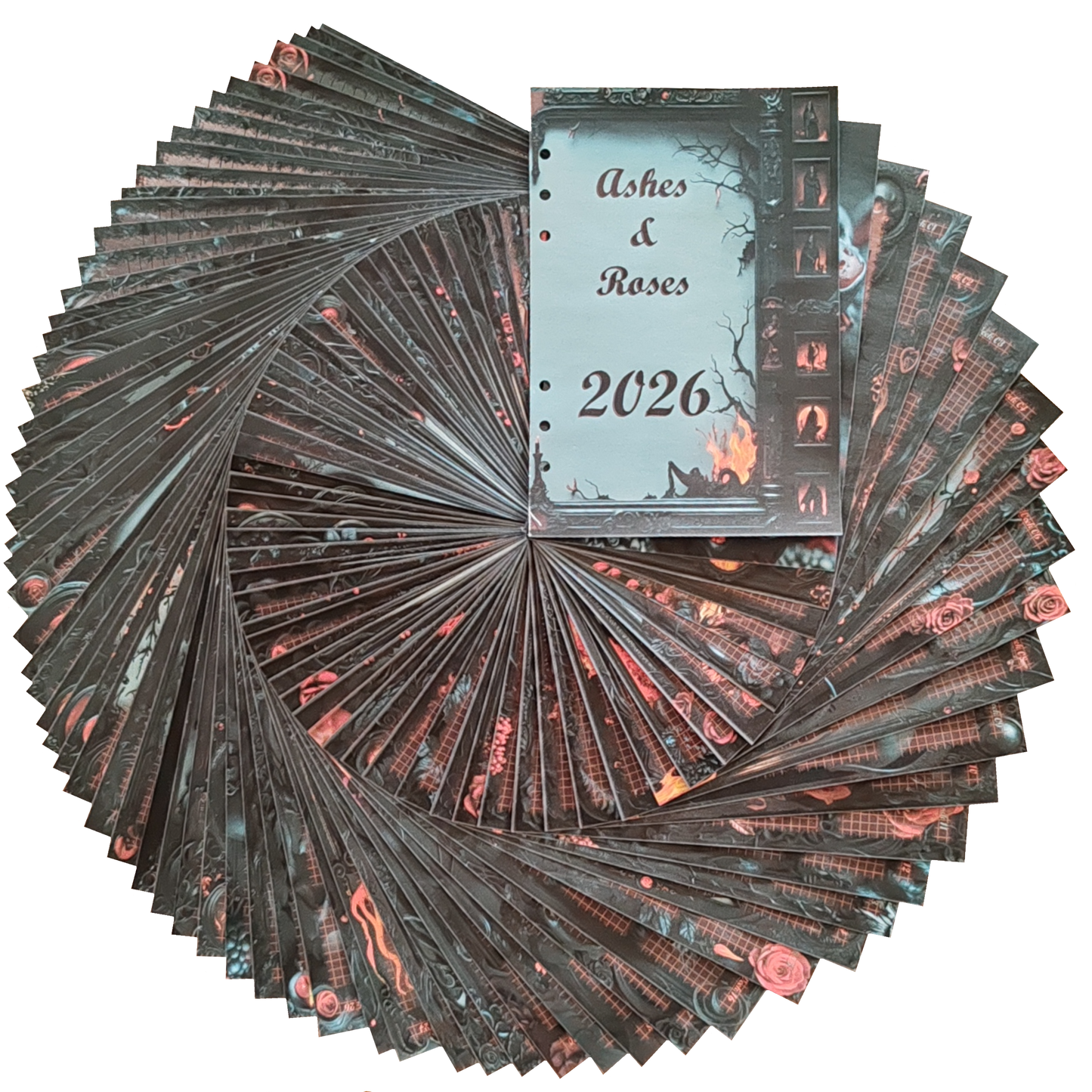 DIN A6 Ringbuchkalender: Ashes & Roses 2026 – Ihr Dunkler Begleiter für Mystische Momente