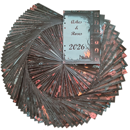 DIN A6 Ringbuchkalender: Ashes & Roses 2026 – Ihr Dunkler Begleiter für Mystische Momente