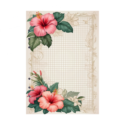 DIN A5 Ringbucheinlagen 6-fach Lochung mit Motiv | Bild Hibiskus 1