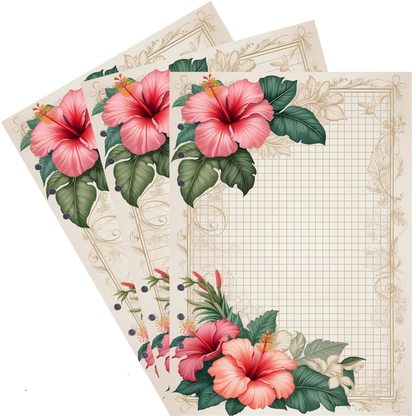 DIN A5 Ringbucheinlagen 6-fach Lochung mit Motiv | Bild Hibiskus 1