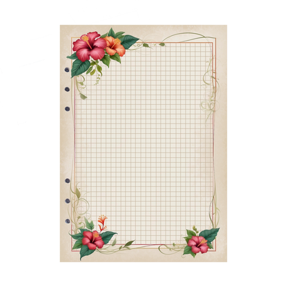 DIN A5 Ringbucheinlagen 6-fach Lochung mit Motiv | Bild Hibiskus 10