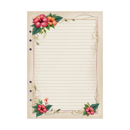 DIN A5 Ringbucheinlagen 6-fach Lochung mit Motiv | Bild Hibiskus 10