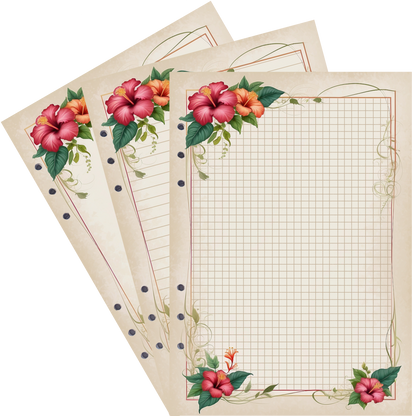 DIN A5 Ringbucheinlagen 6-fach Lochung mit Motiv | Bild Hibiskus 10