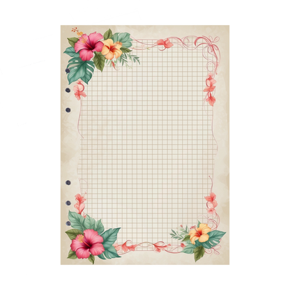 DIN A5 Ringbucheinlagen 6-fach Lochung mit Motiv | Bild Hibiskus 12