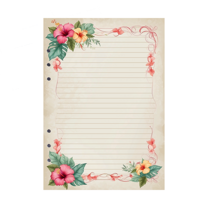 DIN A5 Ringbucheinlagen 6-fach Lochung mit Motiv | Bild Hibiskus 12