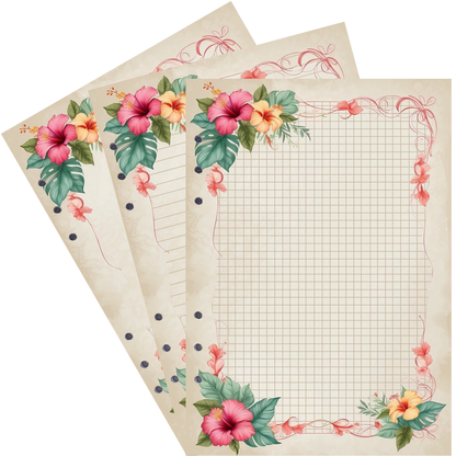 DIN A5 Ringbucheinlagen 6-fach Lochung mit Motiv | Bild Hibiskus 12