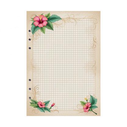 DIN A5 Ringbucheinlagen 6-fach Lochung mit Motiv | Bild Hibiskus 13