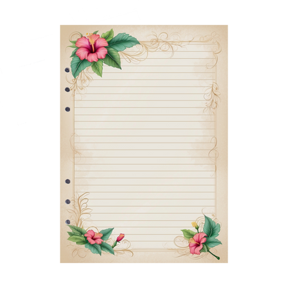 DIN A5 Ringbucheinlagen 6-fach Lochung mit Motiv | Bild Hibiskus 13