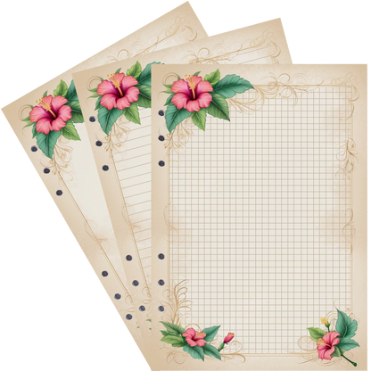 DIN A5 Ringbucheinlagen 6-fach Lochung mit Motiv | Bild Hibiskus 13