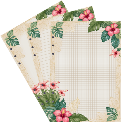 DIN A5 Ringbucheinlagen 6-fach Lochung mit Motiv | Bild Hibiskus 16