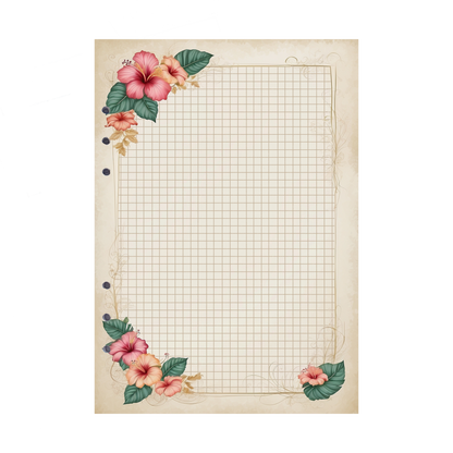 DIN A5 Ringbucheinlagen 6-fach Lochung mit Motiv | Bild Hibiskus 18