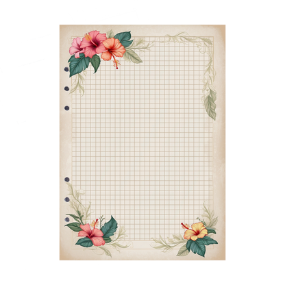 DIN A5 Ringbucheinlagen 6-fach Lochung mit Motiv | Bild Hibiskus 2