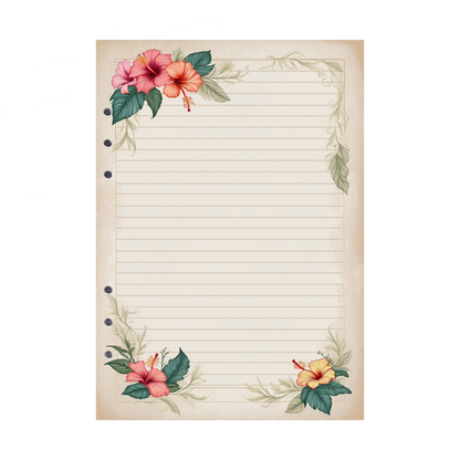 DIN A5 Ringbucheinlagen 6-fach Lochung mit Motiv | Bild Hibiskus 2
