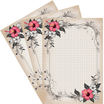 DIN A5 Ringbucheinlagen 6-fach Lochung mit Motiv | Bild Hibiskus 20