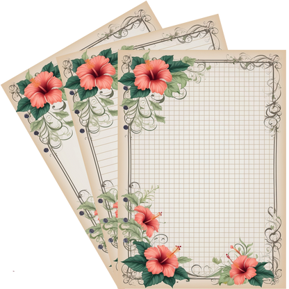 DIN A5 Ringbucheinlagen 6-fach Lochung mit Motiv | Bild Hibiskus 21