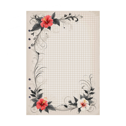 DIN A5 Ringbucheinlagen 6-fach Lochung mit Motiv | Bild Hibiskus 22