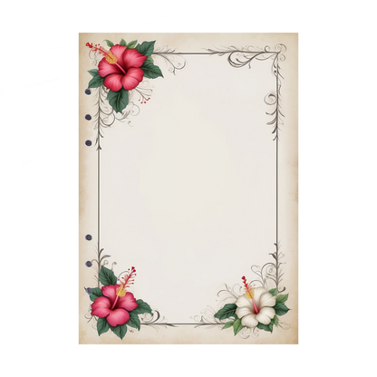 DIN A5 Ringbucheinlagen 6-fach Lochung mit Motiv | Bild Hibiskus 23