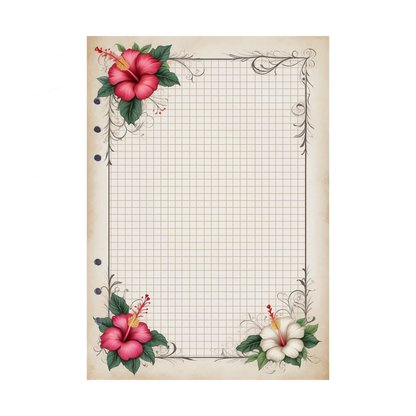 DIN A5 Ringbucheinlagen 6-fach Lochung mit Motiv | Bild Hibiskus 23
