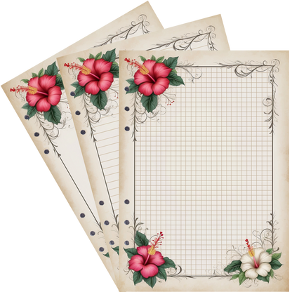 DIN A5 Ringbucheinlagen 6-fach Lochung mit Motiv | Bild Hibiskus 23