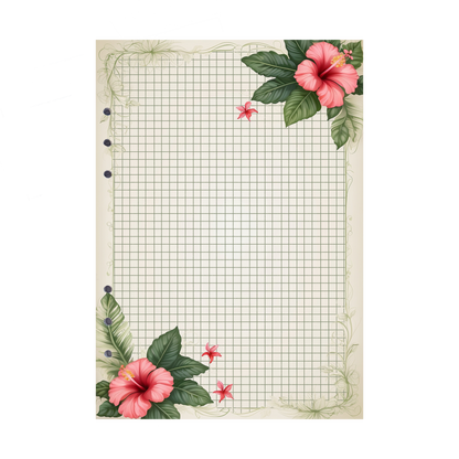 DIN A5 Ringbucheinlagen 6-fach Lochung mit Motiv | Bild Hibiskus 25
