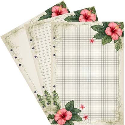 DIN A5 Ringbucheinlagen 6-fach Lochung mit Motiv | Bild Hibiskus 25