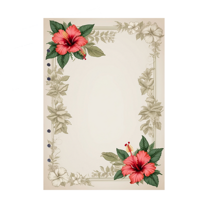 DIN A5 Ringbucheinlagen 6-fach Lochung mit Motiv | Bild Hibiskus 26