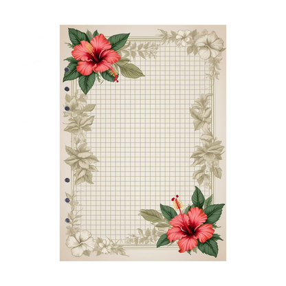 DIN A5 Ringbucheinlagen 6-fach Lochung mit Motiv | Bild Hibiskus 26