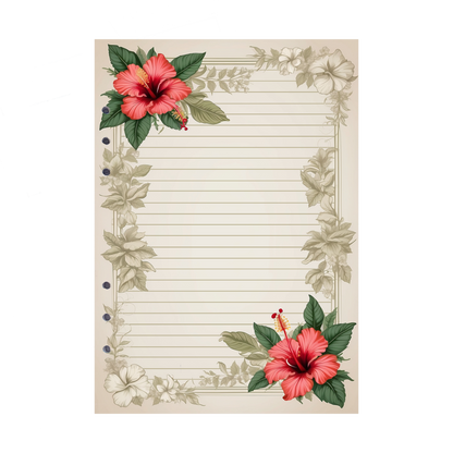 DIN A5 Ringbucheinlagen 6-fach Lochung mit Motiv | Bild Hibiskus 26