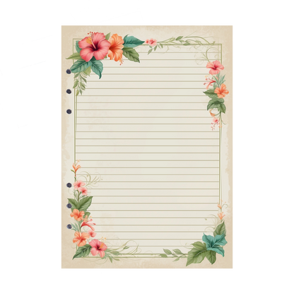 DIN A5 Ringbucheinlagen 6-fach Lochung mit Motiv | Bild Hibiskus 27