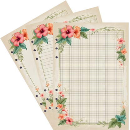 DIN A5 Ringbucheinlagen 6-fach Lochung mit Motiv | Bild Hibiskus 27