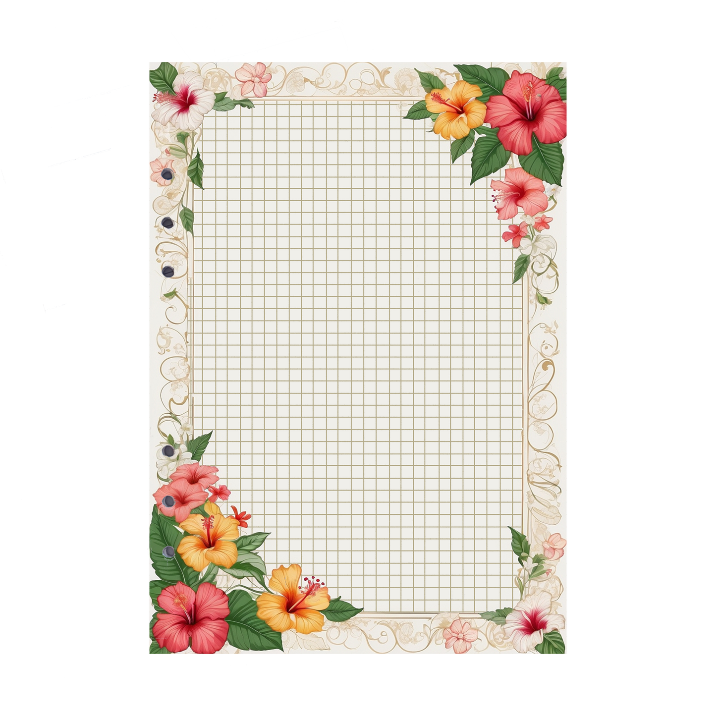 DIN A5 Ringbucheinlagen 6-fach Lochung mit Motiv | Bild Hibiskus 29