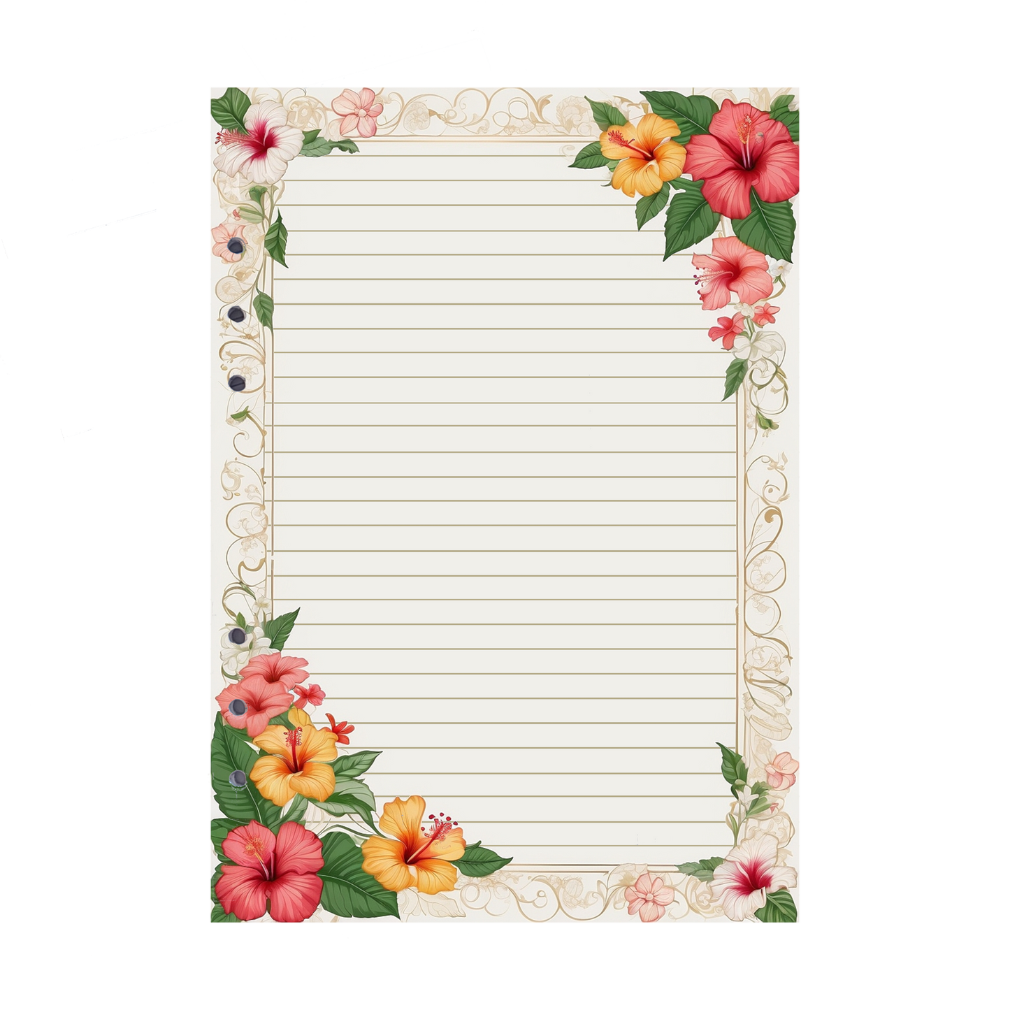 DIN A5 Ringbucheinlagen 6-fach Lochung mit Motiv | Bild Hibiskus 29
